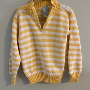 Bella bliss 1/4 zip sweater, size 3, yellow and white stripes